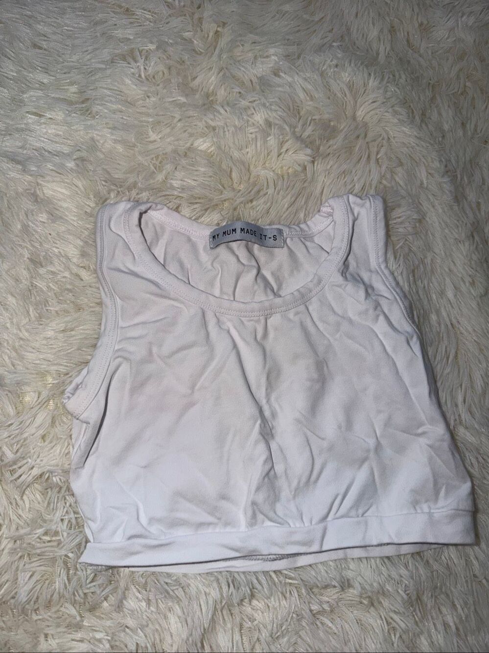 MY MUM MADE IT size S white cropped top / bra